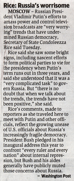 Rice: Russia's worrisome