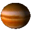 The planet Jupiter rotating